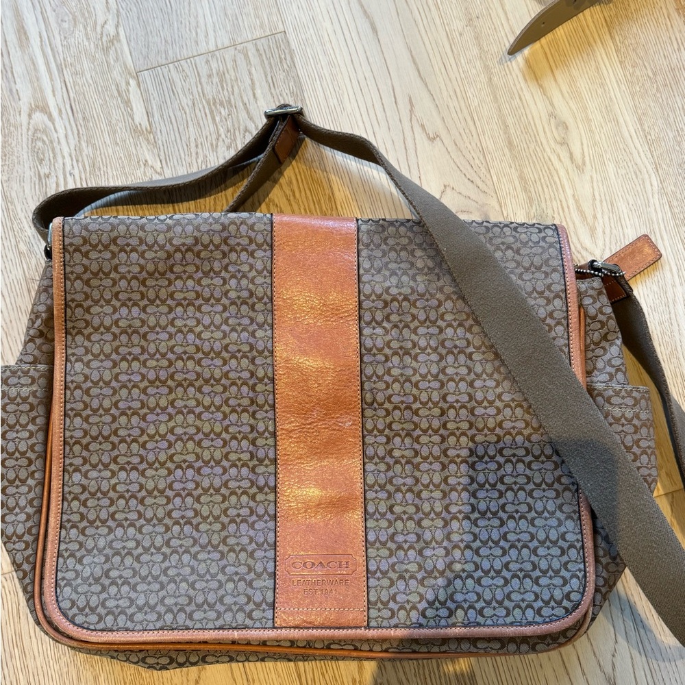 Coach Baby Patterned Brown and Gray Messenger Bag